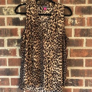 Sleeveless Cheetah Print Blouse